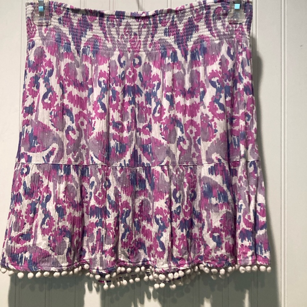 Lilly Pulitzer Evelyn Women’s Rayon Pom Pom Mini Elastic Waist Skirt Siz…